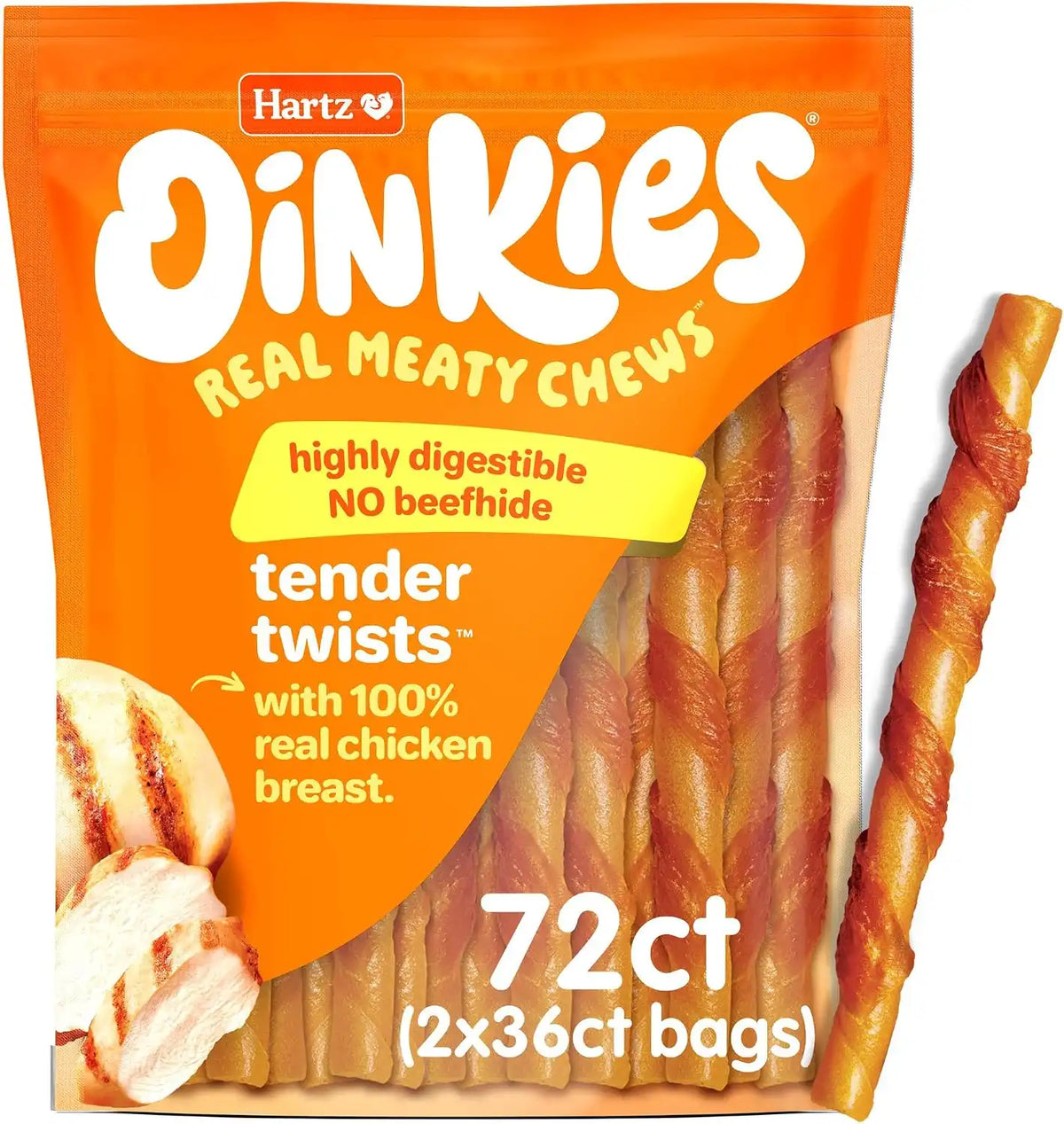 Oinkies Tender Twists Rawhide‑Free Dog Chews , 72 Count
