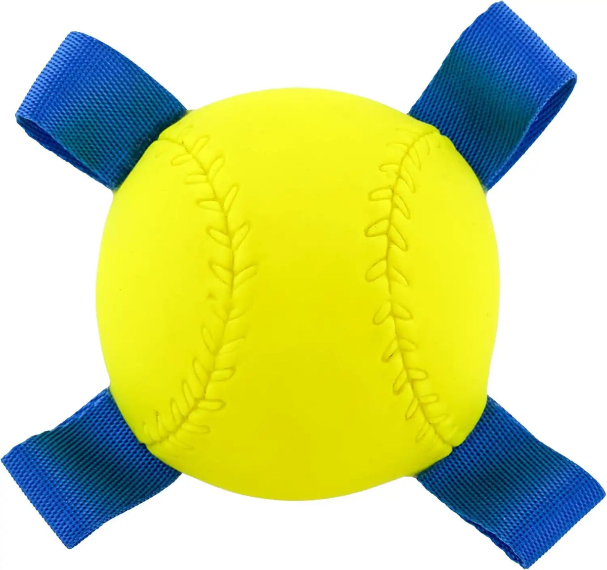 Hartz Dura Play Sports Baseball Dog Toy, Bacon Scented Squeaky Latex Yellow & Blue Toy, 1 Count