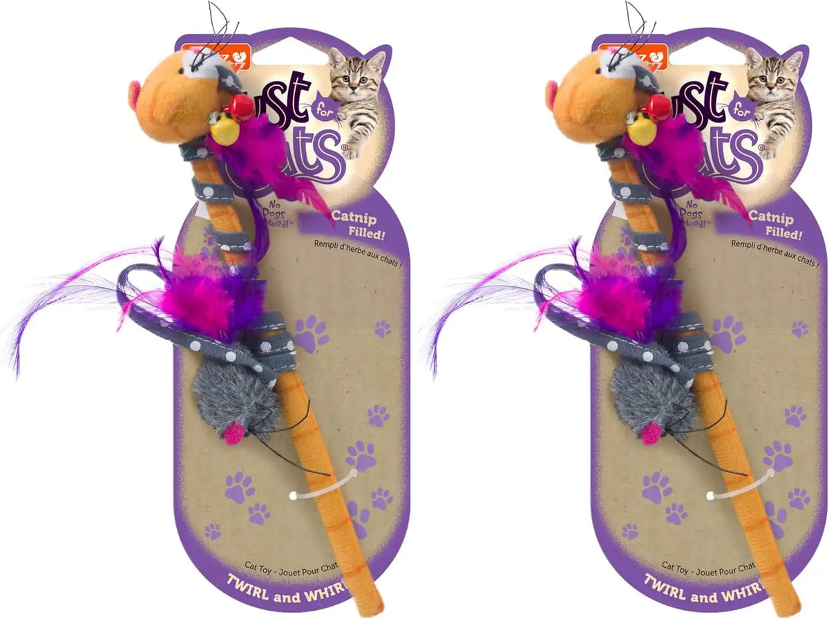 Hartz Just for Cats Twirl and Whirl Interactive Cat Toy Wand, All Breed Sizes (Pack of 2)