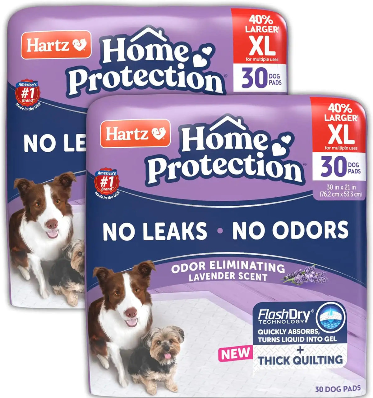 Hartz Home Protection Super Absorbent Odor Eliminating Lavender Scented No Leaks Dog Pads, XL 60 Count