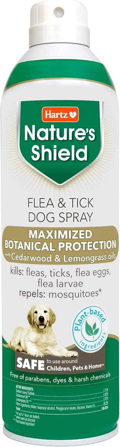 Hartz Nature’s Shield Flea & Tick Spray Treatment for Dogs, Natural and Effective Flea & Tick Prevention and Protection for Dogs with Cedarwood and Lemongrass Oil, 14 Ounces