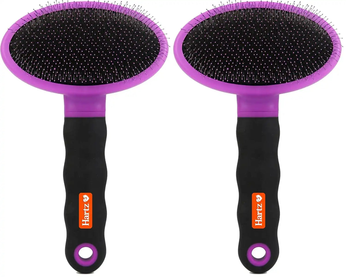 Hartz Groomer's Best Deshedding Slicker Dog Brush, Black/Violet, Dogs (Pack of 2)