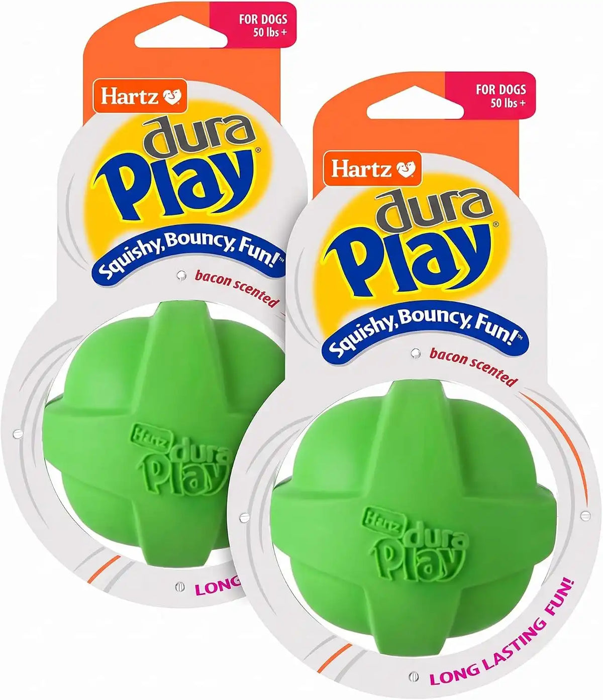 Hartz DuraPlay Bacon Scented Dog Toys, Large 1 Count, Colors May Vary (Pack of 2)