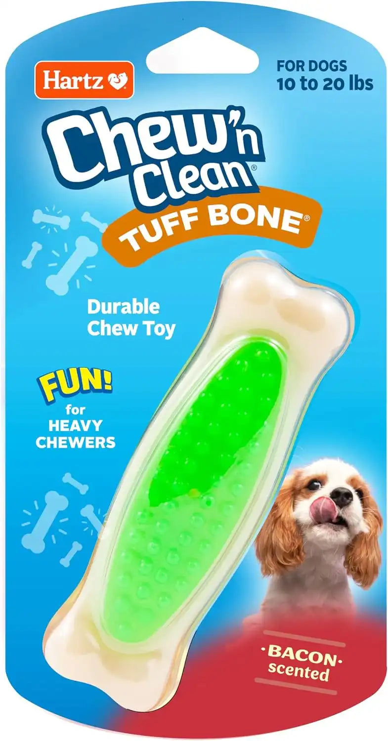 Hartz Chew 'n Clean Tuff Bone Bacon Scented Dental Dog Chew Toy - Small