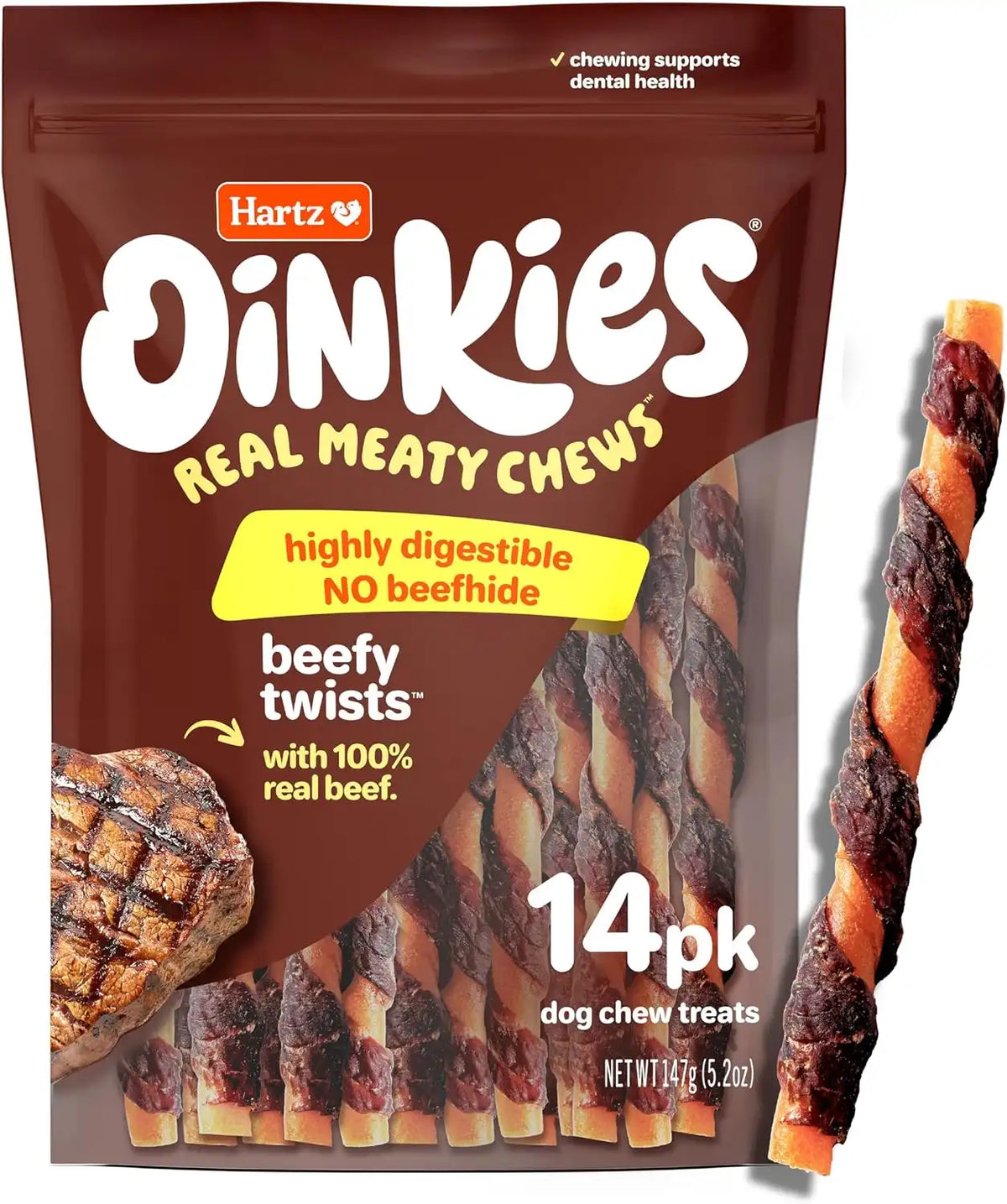 Oinkies Beefy Twists, 14 Count