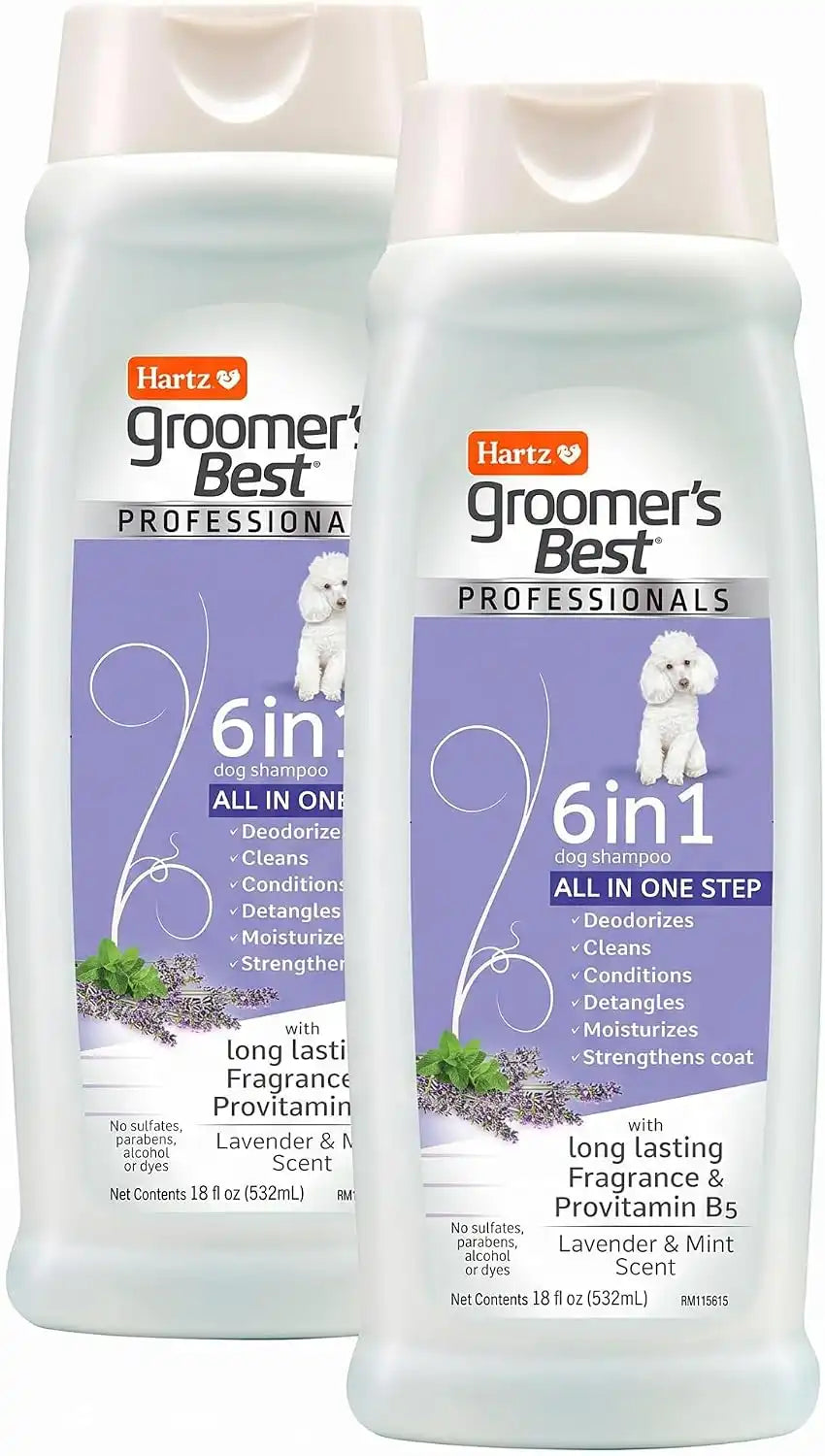 Hartz Groomer's Best Professionals 6-in-1 Dog Shampoo and Conditioner in One, 18 oz (Pack of 2)