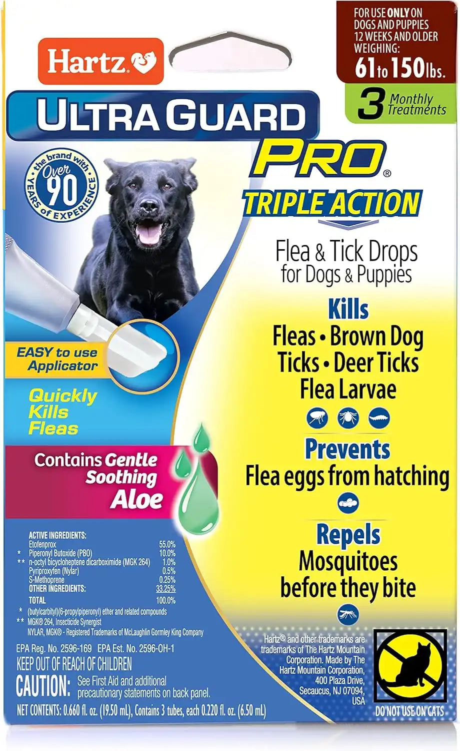 Hartz UltraGuard Pro Flea & Tick Topical Dogs & Puppies Treatment & Prevention, 3 Months, 61 - 150 lbs