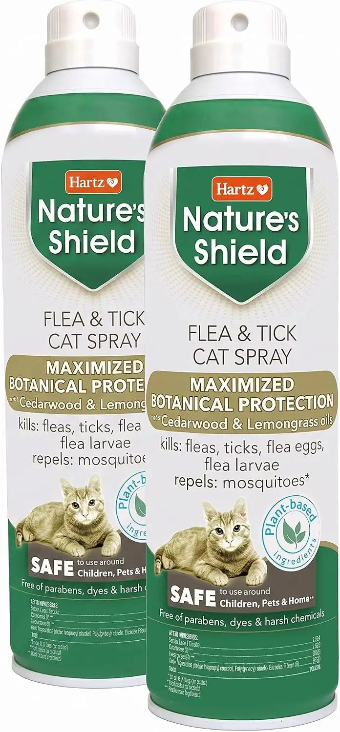 Hartz Nature’s Shield Flea & Tick Spray Treatment for Cats with Cedarwood and Lemongrass Oil, 14 Ounces (Pack of 2)