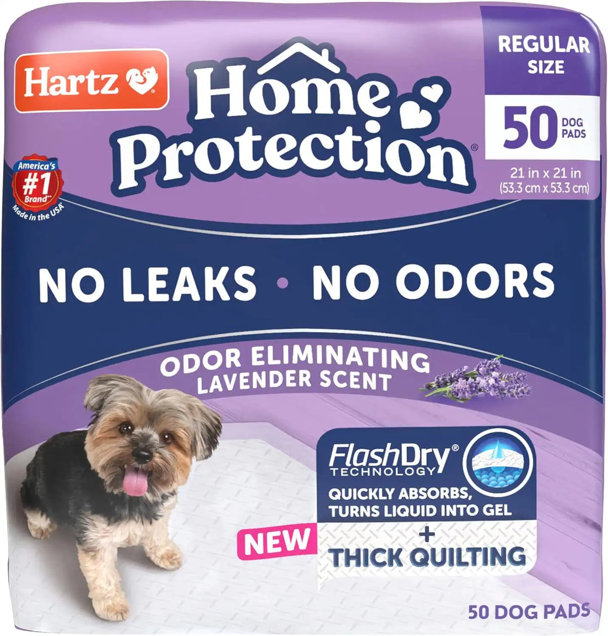 Hartz Home Protection Lavender Scented Odor Eliminating Dog Pads, 50 Count