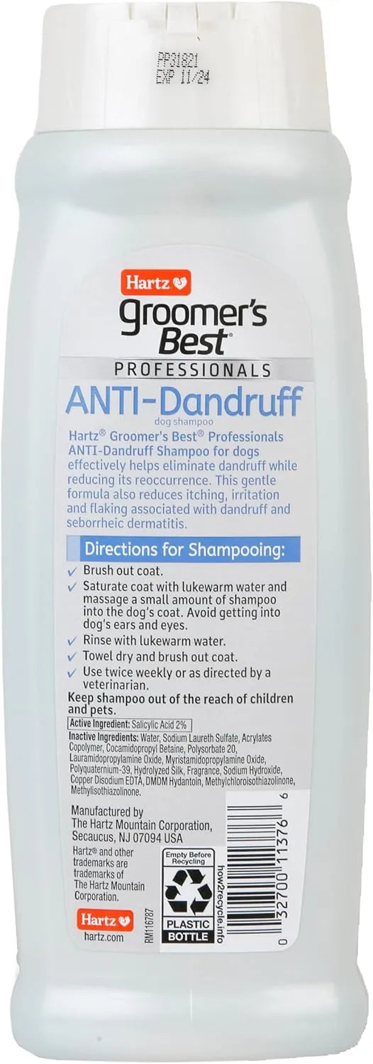 Hartz Groomer's Best Professionals Anti-Dandruff Dog Shampoo for Itchy Skin with Jasmine & Citrus Scent, 18 oz