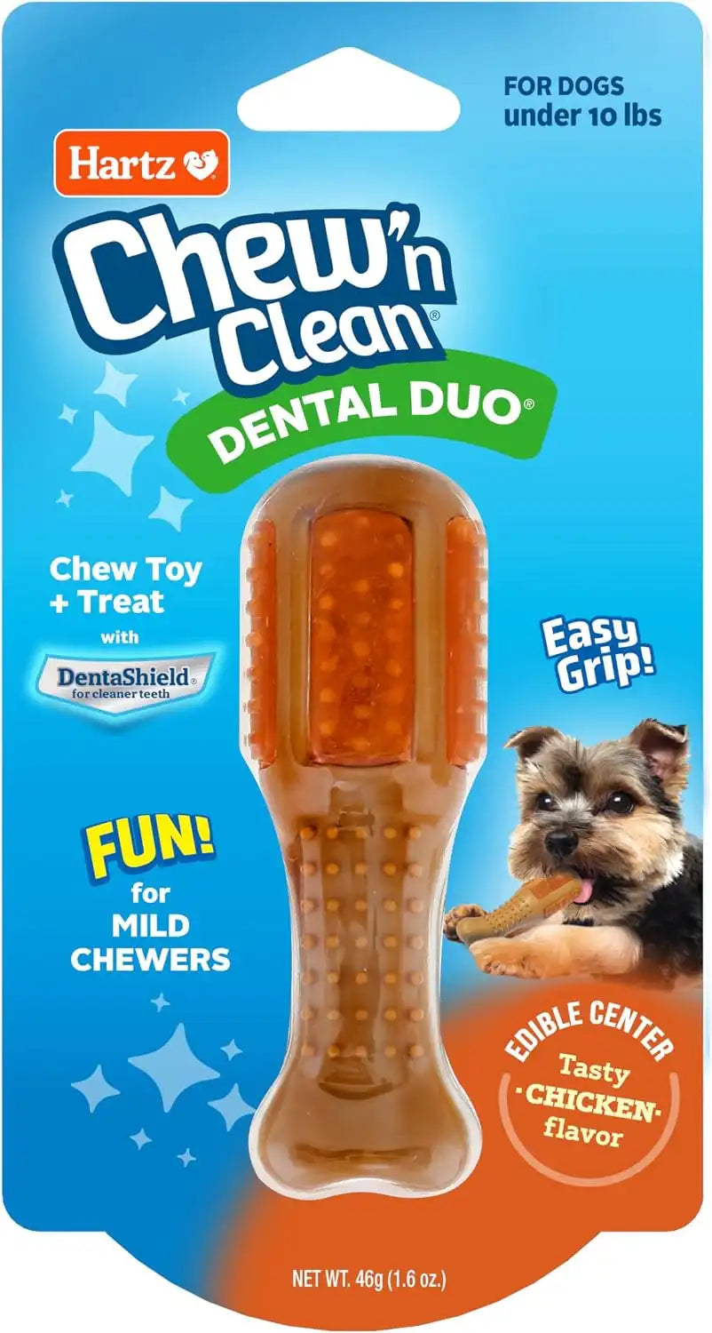 Hartz Chew ‘n Clean Chew Toy and Treat in One Chicken Flavored Drumstick Dog Toy, Extra Small