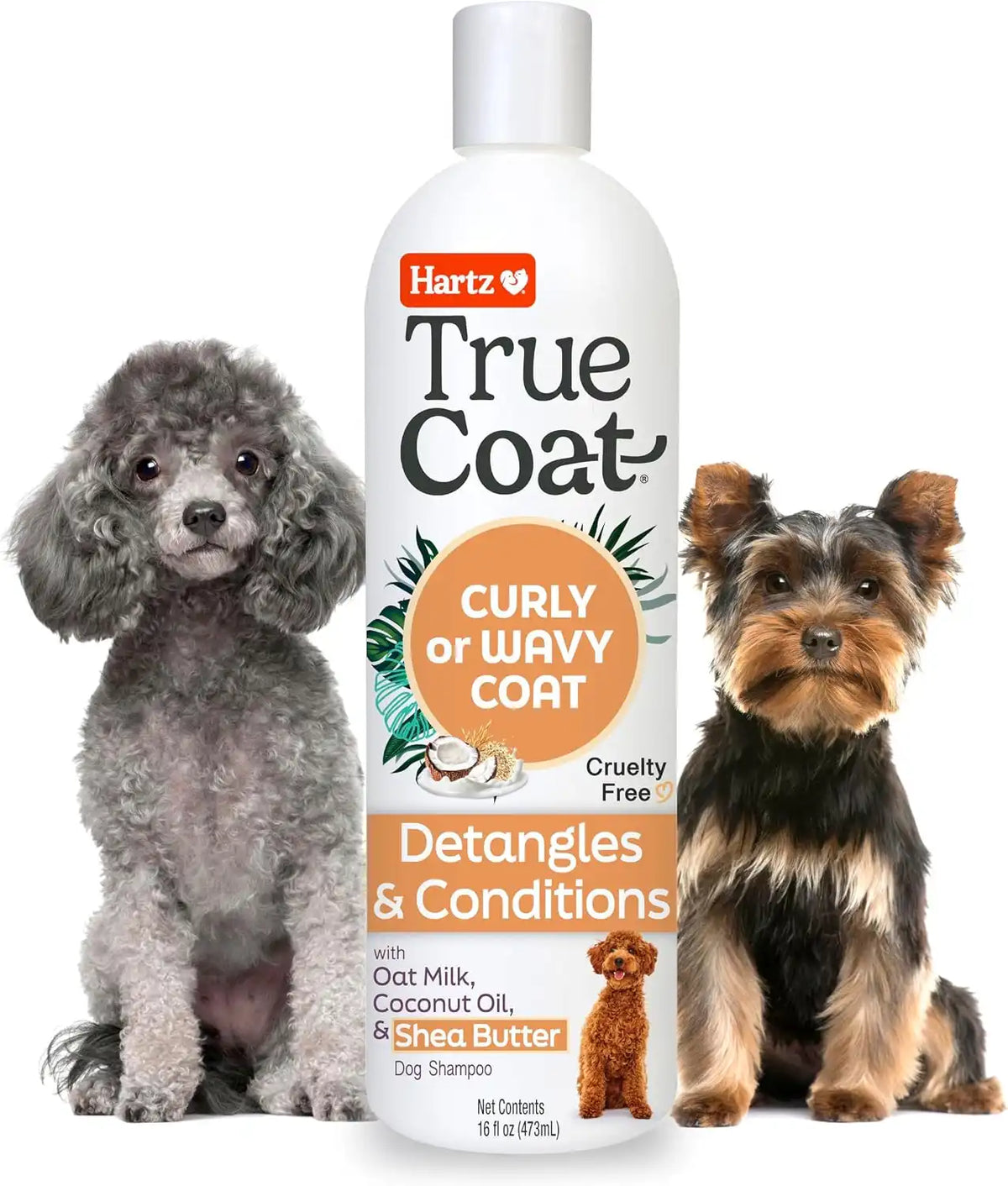 True Coat Curly or Wavy Dog Shampoo, 5 in 1 Detangles & Conditions with Oat Milk, Coconut Oil & Shea Butter, 16 oz (Pack of 12)