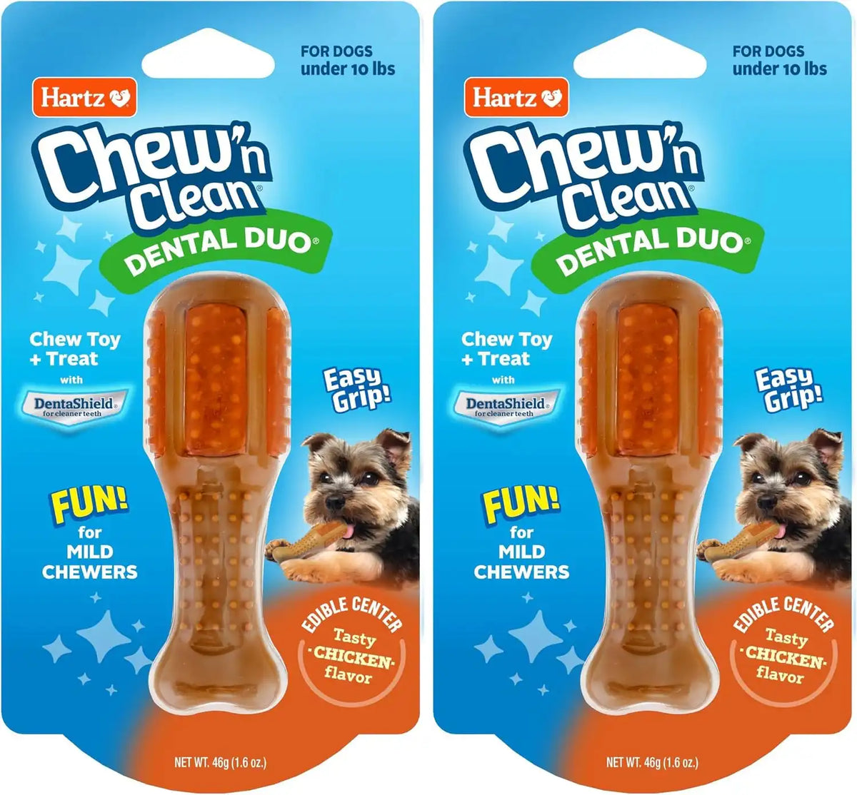 Hartz Chew ‘n Clean Chew Toy and Treat in One Chicken Flavored Drumstick Dog Toy, Extra Small (Pack of 2)