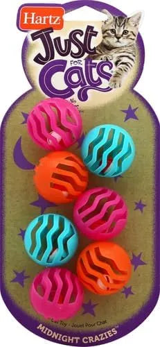 Hartz Just For Cats Midnight Crazies Cat Toy Balls - Assorted, for All Breed Sizes