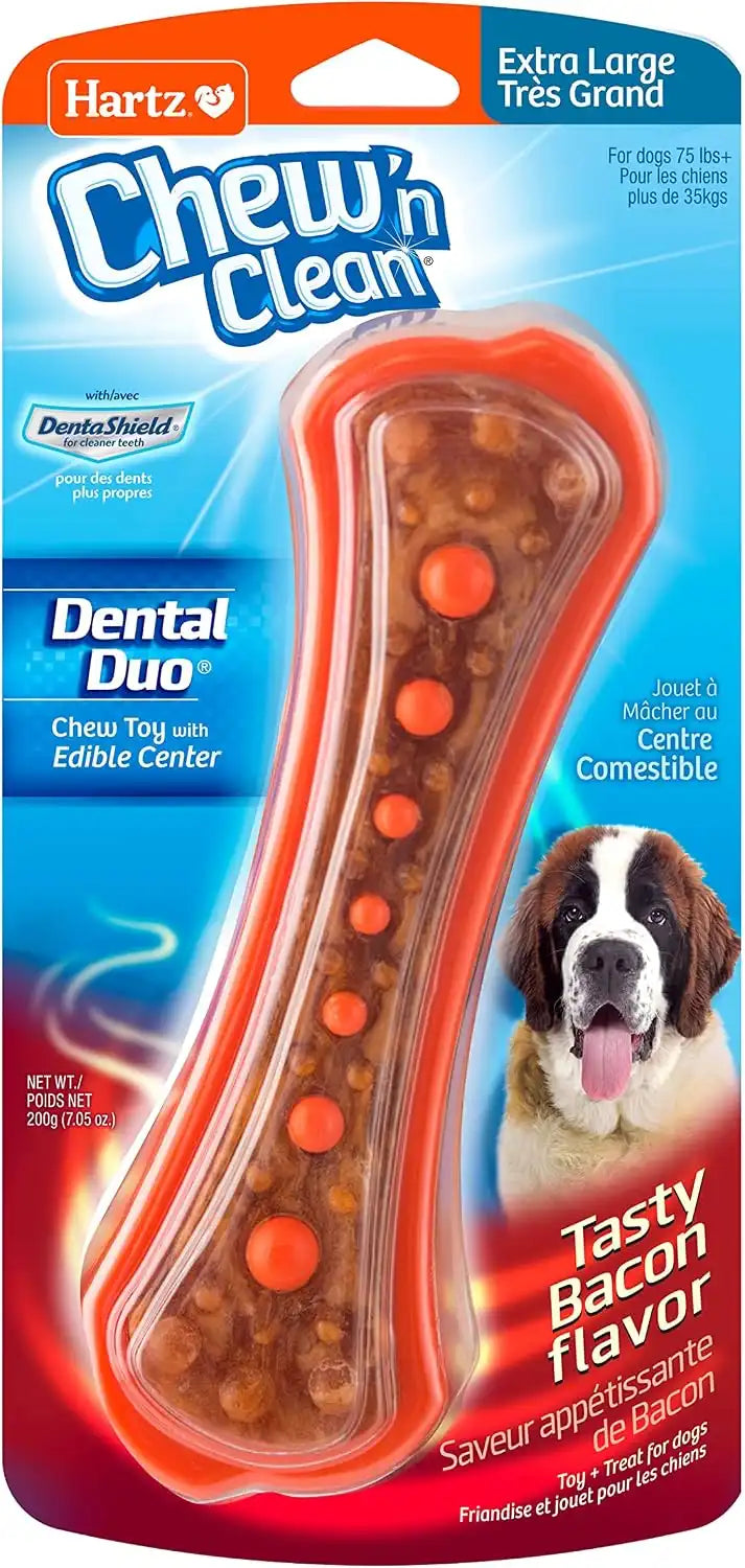 Hartz Chew 'n Clean Dental Duo Bacon Flavored Dental Dog Treat & Chew, Extra Large